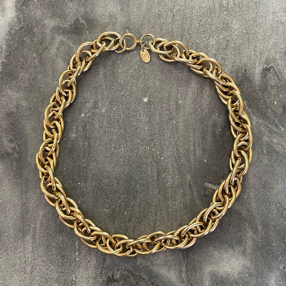 Vintage Erwin Pearl Thick Gold Chain Statement Necklace